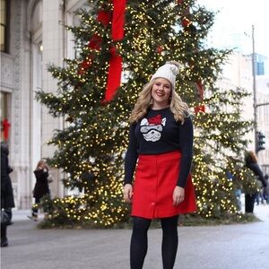 Abercrombie & Fitch Navy Sweater with French Bulldog Detail